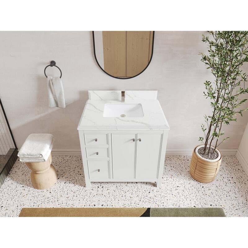 Willow Collections 36 in. W x 22 in. D Chicago Center Sink Right Bathroom Vanity with Countertop