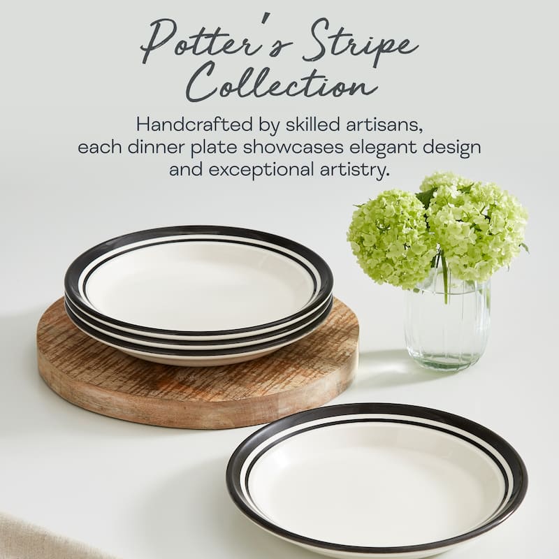 Portmeirion Set of 4 Potters Stripe Salad Plates - 8" D x 1" H