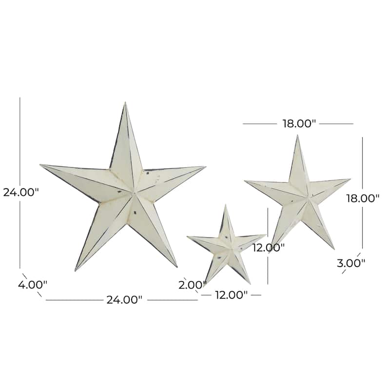 Metal Star Home Wall Decor - Set of 3 Cream - Roche River Decor