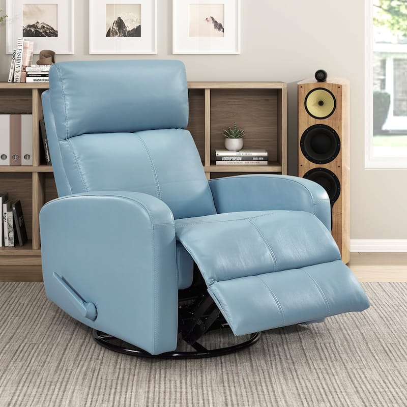 Creek 31.5" Leather Manual Swivel Glider Recliner - 360-Degree Swivel