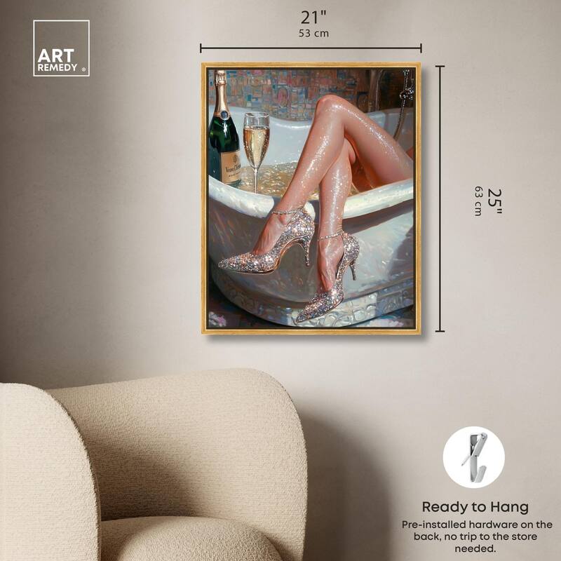 Champagne Bath Party Canvas by Art Remedy