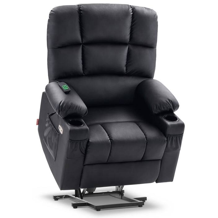 MCombo Medium Dual Motor Power Lift Recliner Chair with Massage and Heat for Elderly People, Faux Leather 7679