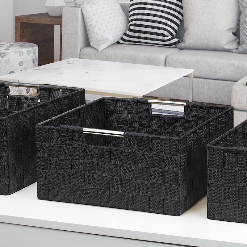 Double Woven Basket Bin Set (3 Pack) - 12.50'' x 12.50'' x 6''