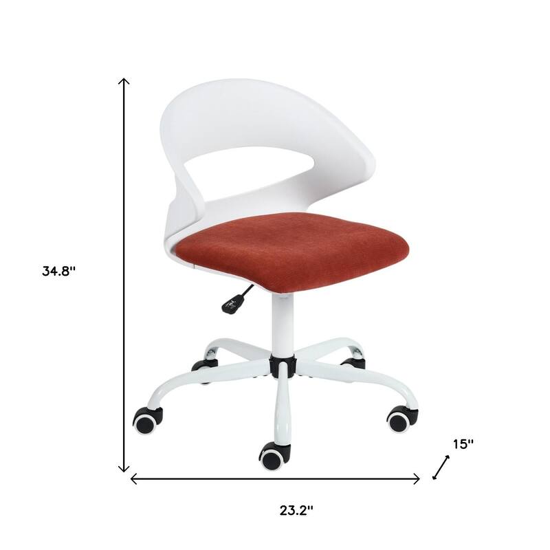 White and Red Adjustable Height Swivel Rolling Office Chair