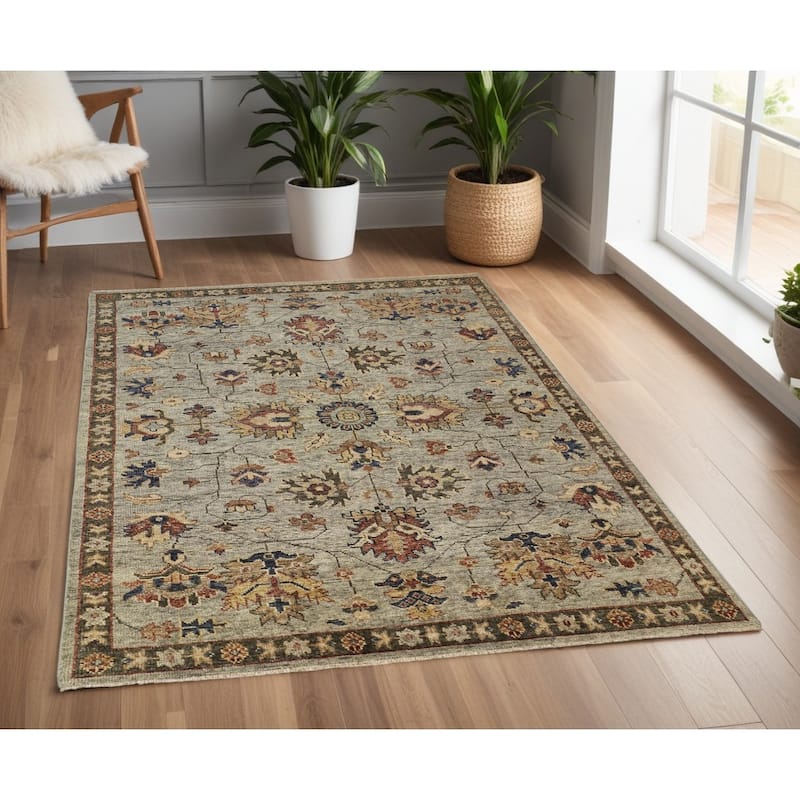 Subem Floral Traditional Stain Resistant with Fringe Soft Durable Area Rug By HomeRoots - 4' x 6'
