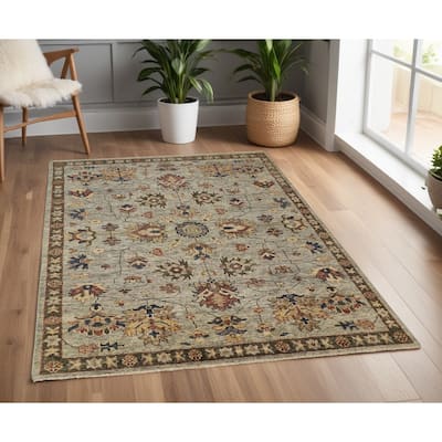 Subem Floral Traditional Stain Resistant with Fringe Soft Durable Area Rug By HomeRoots - 4' x 6'