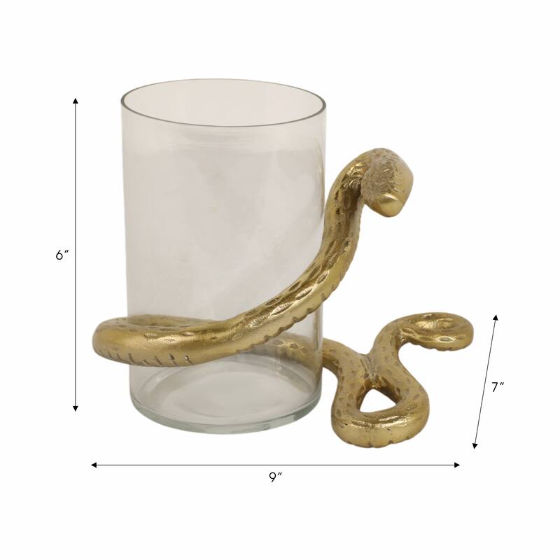Modern Metal Snakaround Pillar Candle Holder for Home Decor - Gold