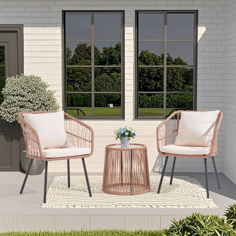 Outdoor 3-Piece Party Conversation Set With Coffee Table