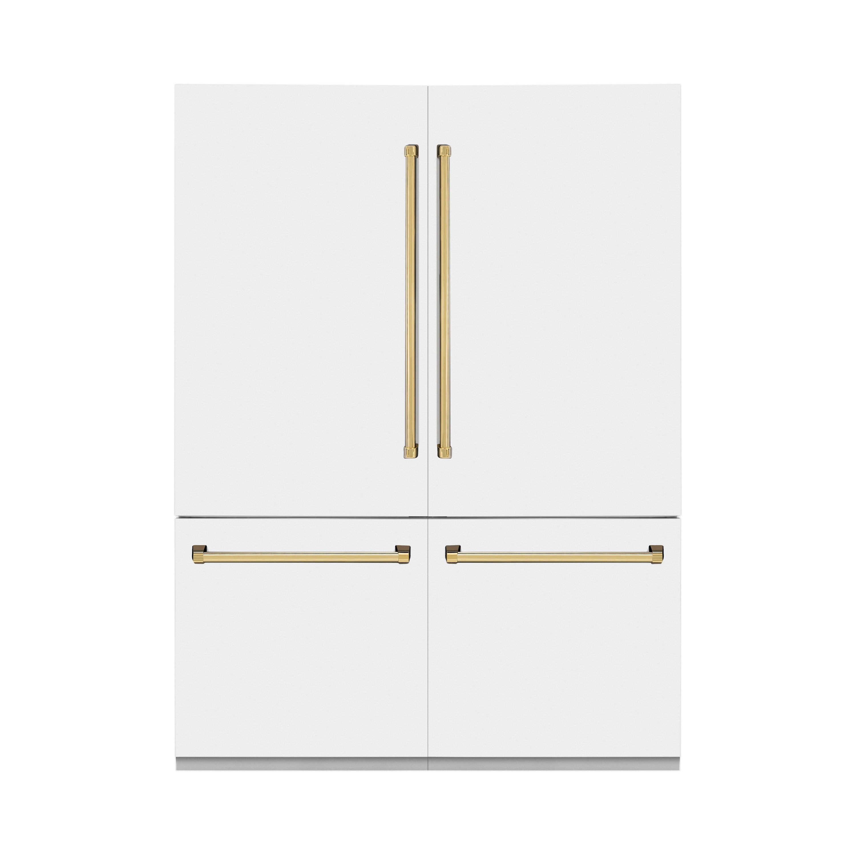 ZLINE 60 In. Built-In Refrigerator in White Matte with Gold