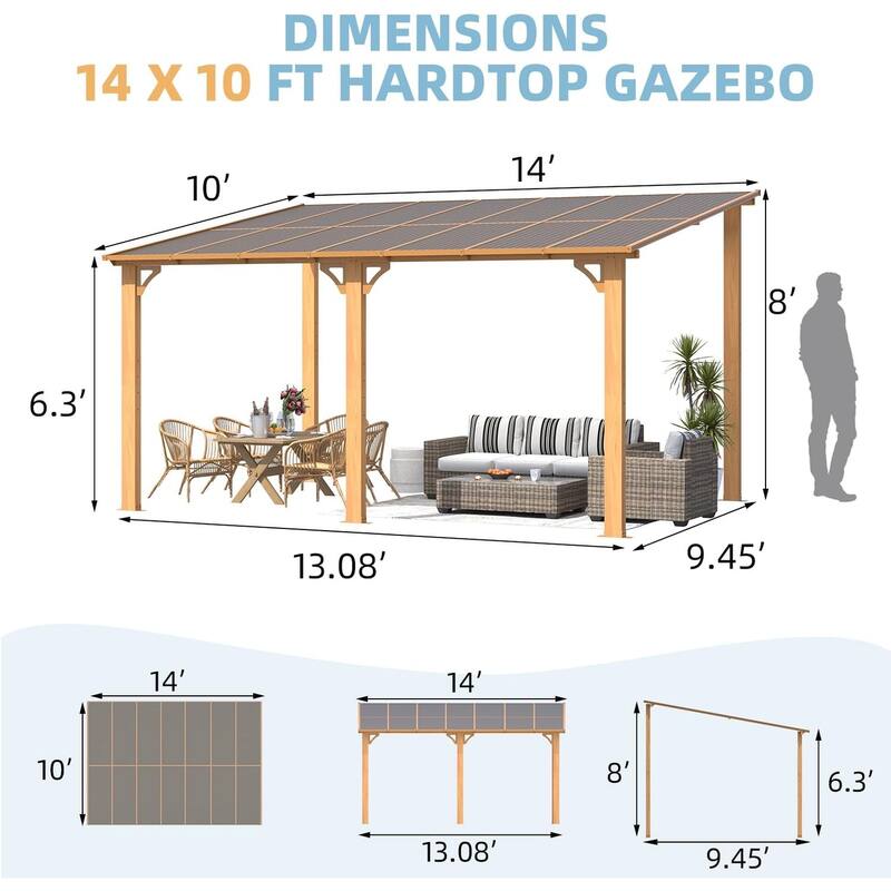 AECOJOY Wall Mounted Gazebos Pergola Gazebo Awnings for Backyard