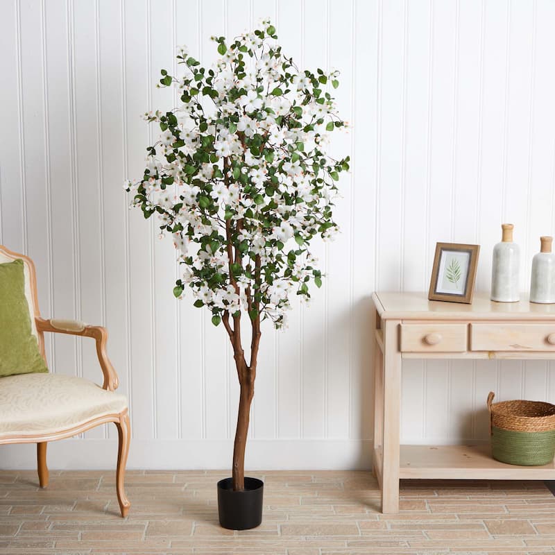 5-foot Dogwood Silk Tree - White