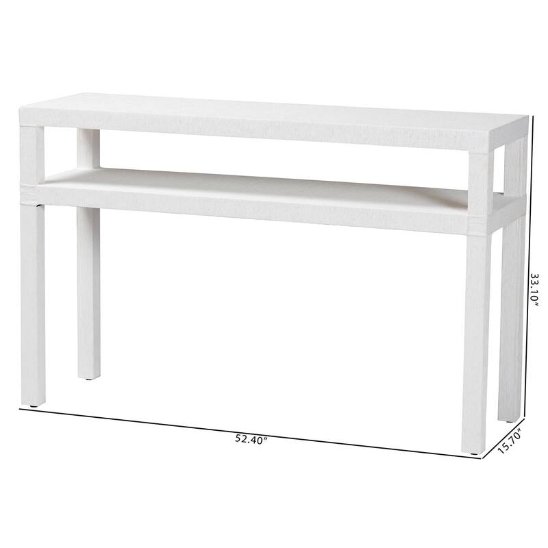 Gale Natural Grasscloth Console Table - Two-Tier Entryway Table with Open Shelf, Modern Coastal Accent Table