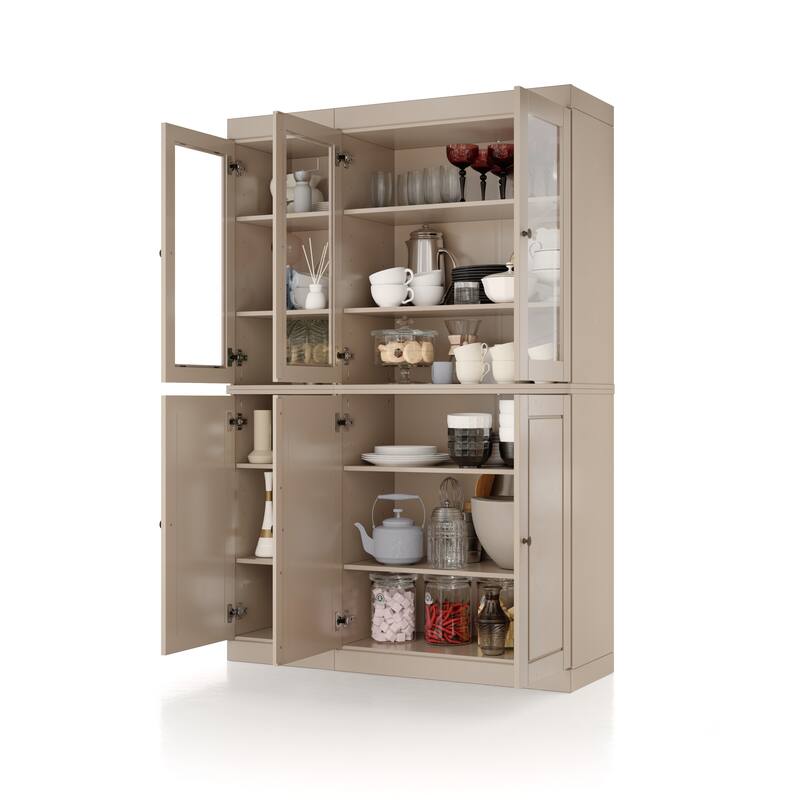 Palace Imports 100% Solid Wood Pantry China Cabinet, Raised Panel & Clear Glass Doors, 48.5" Wide, 71.5" Tall - 48.5" x 71.5"