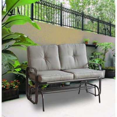 Tolentino 2-Person Brown Outdoor Loveseat Glider