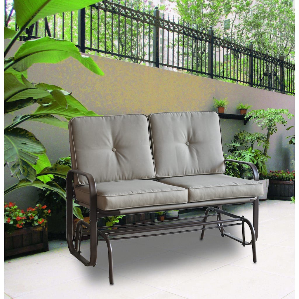 Tolentino 2-Person Brown Outdoor Loveseat Glider