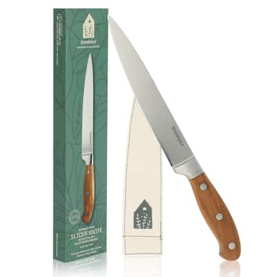 Bloomhouse 8 Inch German Steel Slicer Knife W/ Italian Olive Wood Forged Handle