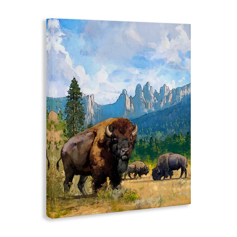 Stupell Grazing Bison Desert Abstraction Canvas Wall Art Design By David Owens