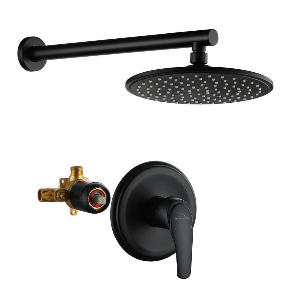1-Spray Patterns with 9 in. Wall Mount Rain Fixed Shower Head with Valve