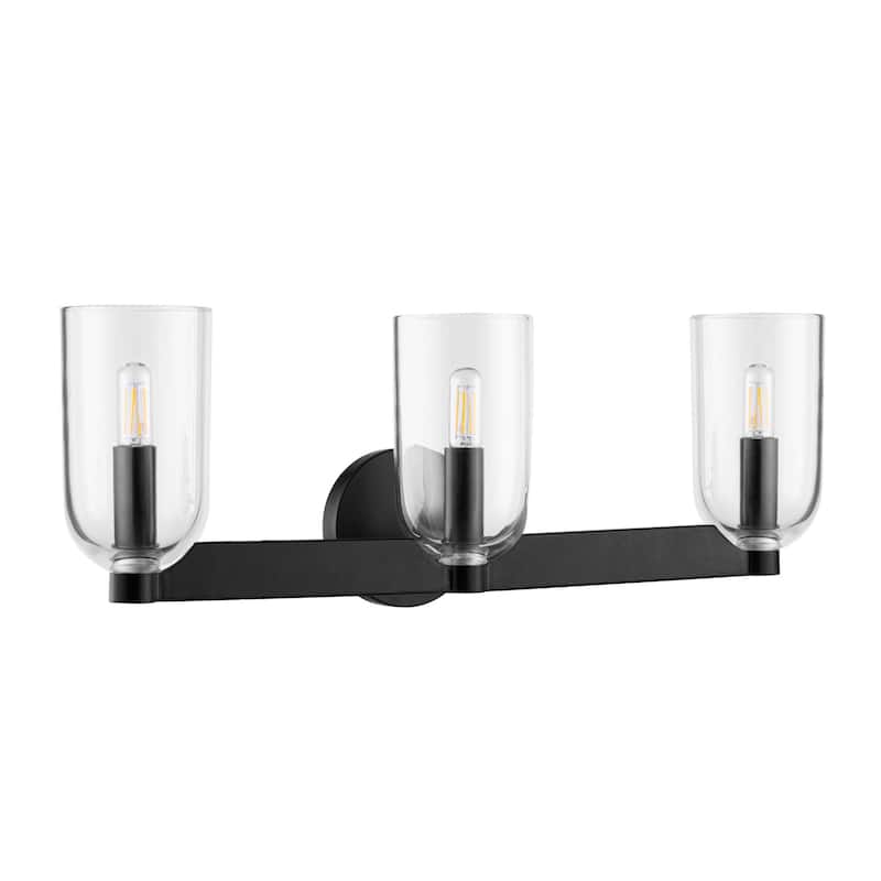 Prominence Home Hansley Matte Black 3-Light Bathroom Vanity with Clear Glass