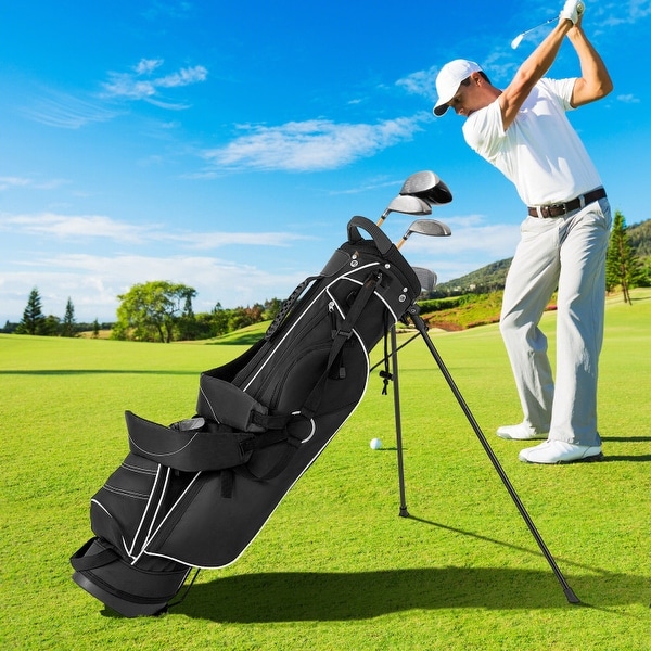 4-Way Divider Golf Stand Cart Bag with Multiple Organizer Pockets
