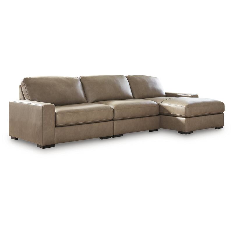Signature Design by Ashley Veronella Light Brown 3-Piece Sectional with Chaise - 125" W x 68" D x 39" H