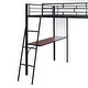 preview thumbnail 6 of 14, Metal Loft Bed with 3 Layers of Shelves and Desk, Kids High Loft Bed Frame, Whiteboard & Slatted Guardrails