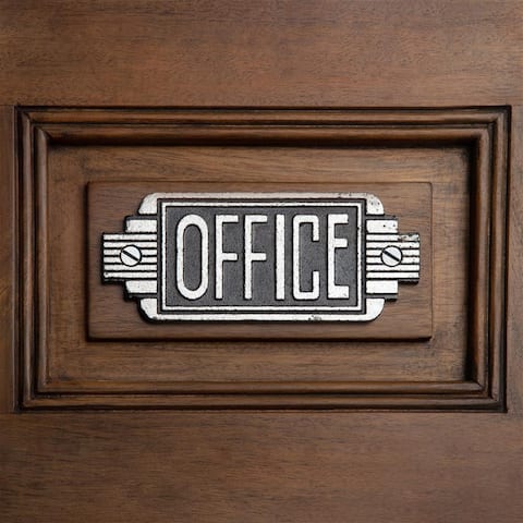 Design Toscano Streamlined Art Deco Office Door Sign, 6.5 Inch, Two Tone Black & Silver