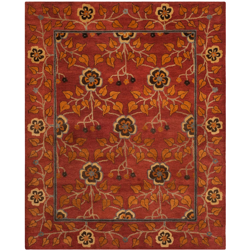 SAFAVIEH Handmade Heritage Quatrefoil Traditional Oriental Wool Rug - 9' x 12' - Red/Multi