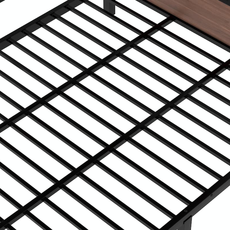 Metal Bunk Bed with Storage Shelves and Lights - Space-Saving & Noise-Free Design