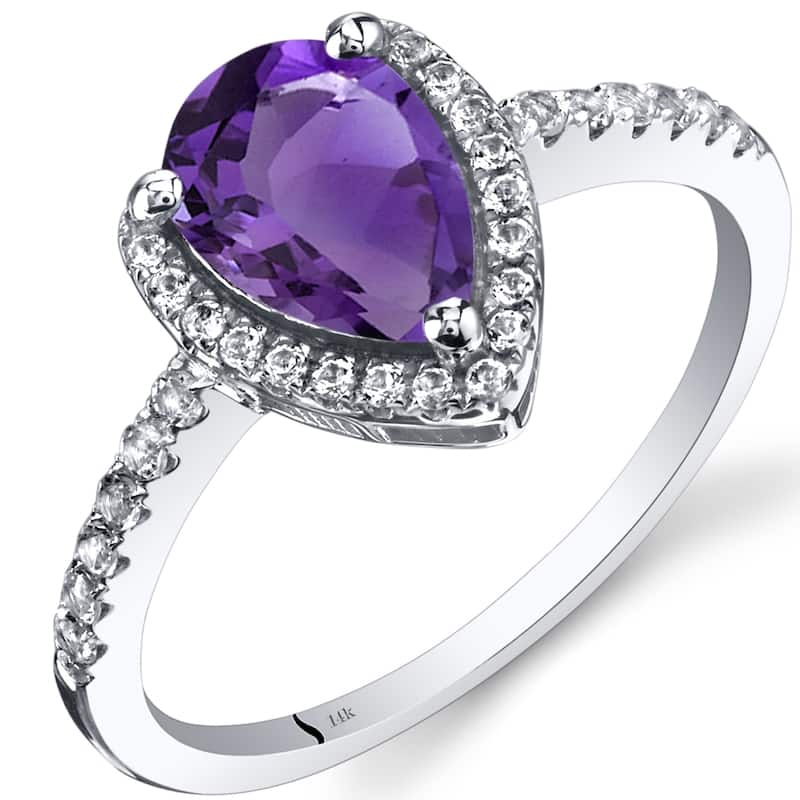 14k White Gold 1.29ct Amethyst and White Topaz Ring