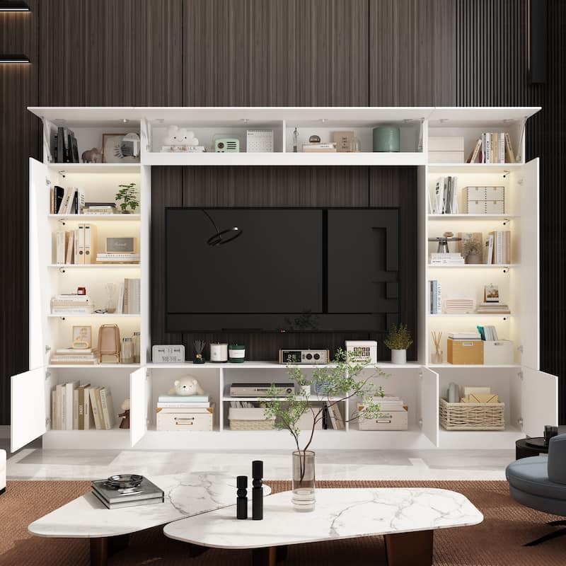 114.2"W Large Modern TV Console Table Media Entertainment Center