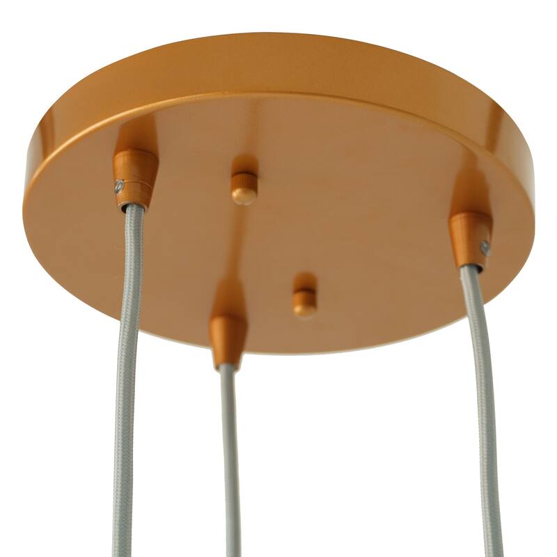 Flora Gold Triple Pendant Light with Ribbed Glass