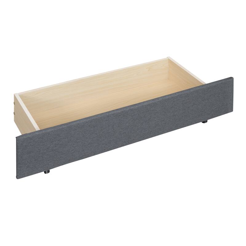 Linen Fabric Platform Bed with Trundle and 2 Drawers