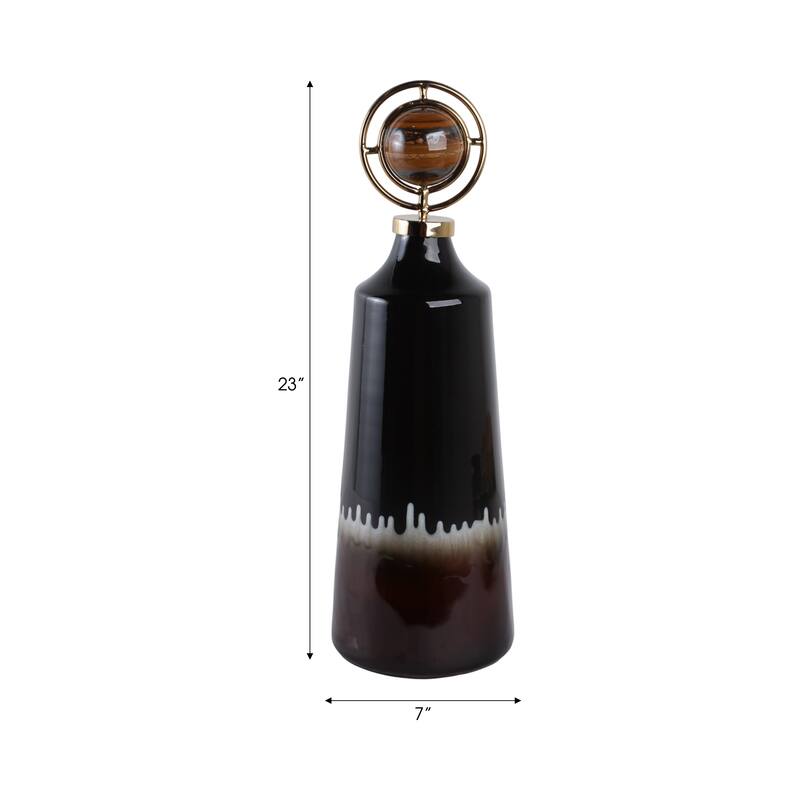 Glass Metal Decorative Vase Modern Transitional Sculptural Orb Accent