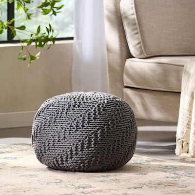 Hazel Knitted PET Yarn 20 x 20 Round Pouf