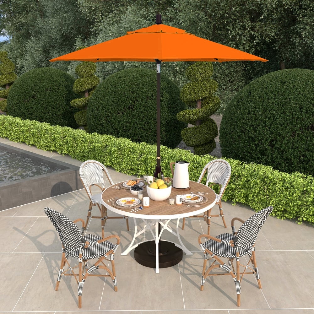 California Umbrella 7.5' Sun Master Patio Umbrella Bronze Aluminum Pole Fiberglass Ribs Crank Lift Tilt Sunbrella Cilantro