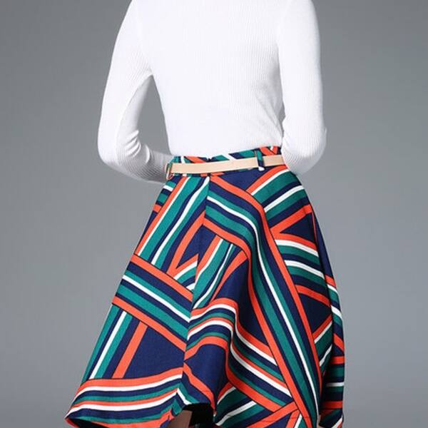 Shop White Paneled Casual Geometric Two Piece Midi Dress With Belt