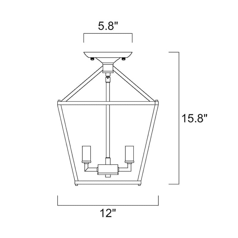 12 in. 4-Light Farmhouse Caged White Semi- Flush Mount Ceiling Light - N/A
