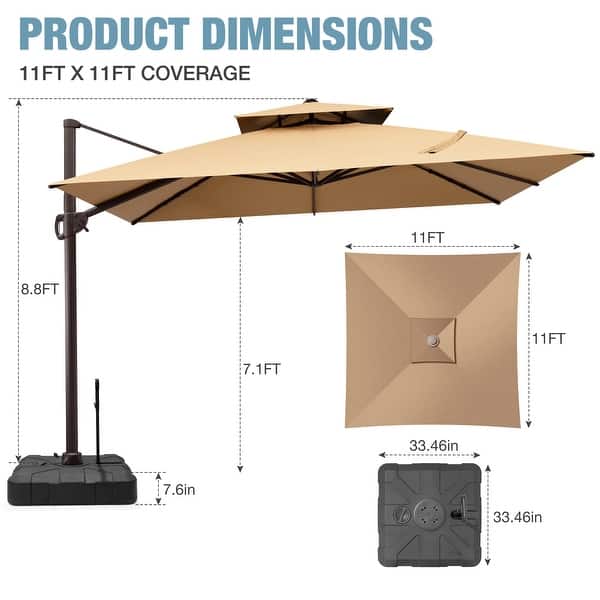 11.5 patio umbrella Treasure Garden  11 ft Octagonal Outdoor (High-Performance Auto-Tilt) with left and right tilt or without Shademaker Polaris 11'5 Crank Lift