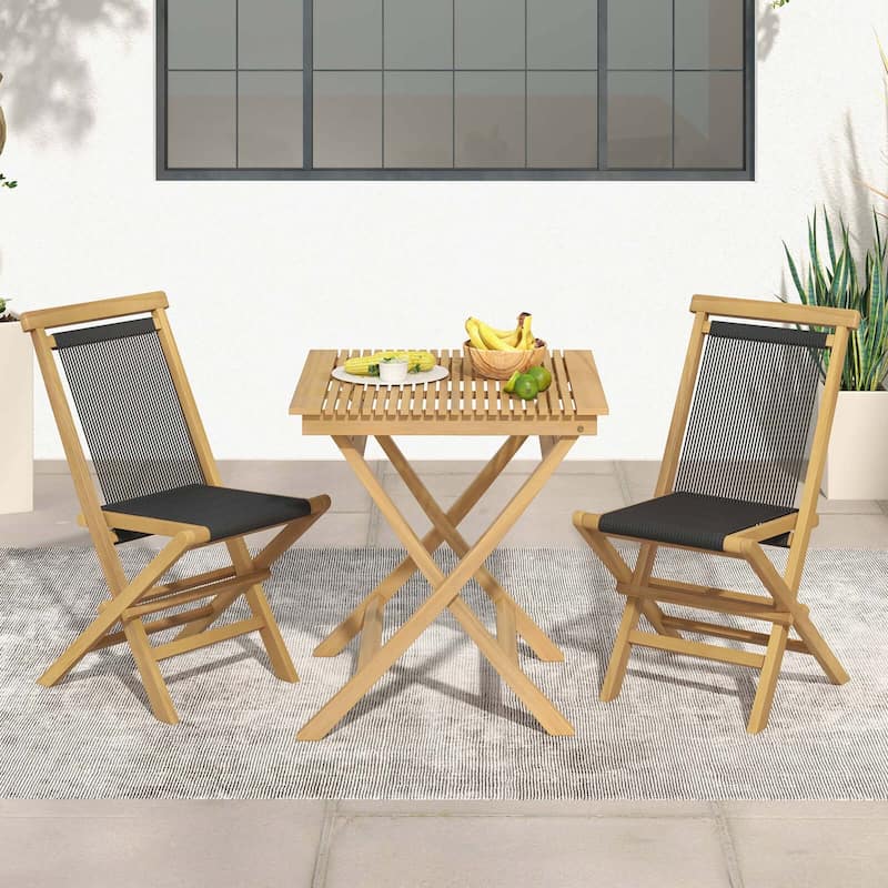 Costway 2/4 PCS Patio Folding Chairs with Woven Rope Seat & Back