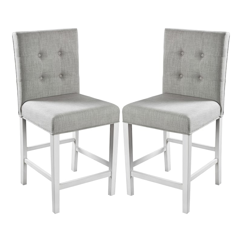 Tia Modern Tufted Grey Counter Chairs (Set of 2) by Furniture of America