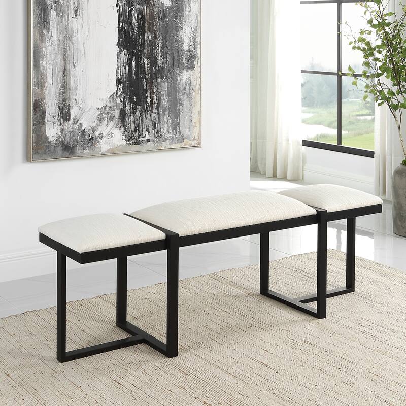 Textured Top Bench with Angular Framework - 60" - White and Black