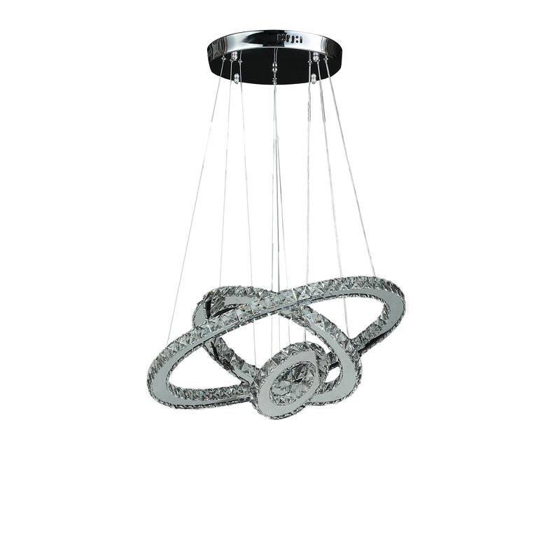 HomeRoots Silver Metal and Crystals LED Dimmable Chandelier - 17.25' X '47.2' X '17.25