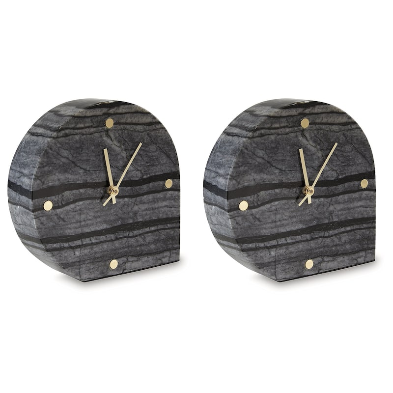 Signature Design by Ashley Janmour Black Table Clock (Set of 2) - 5.88" W x 1.63" D x 6" H
