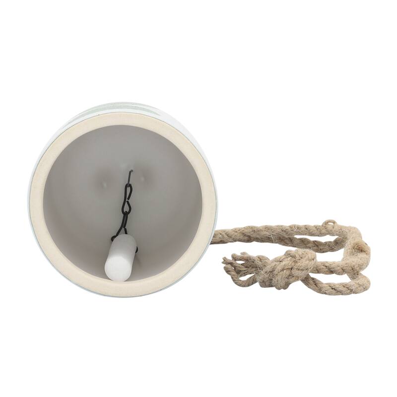 Sagebrook Home Hanging Bell Decorative Wind Chime White and Beige Circle Design Outdoor or Indoor