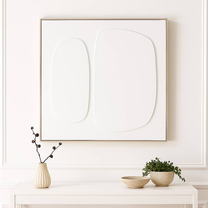 Modern 3-Dimensional Wall Framed Art - 40", White