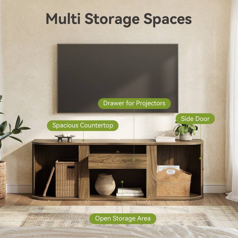 70" Mid-Century Modern Projector TV Stand, for TV or Ultra-Short Throw Projector - 70'' W × 15.7'' D × 23'' H