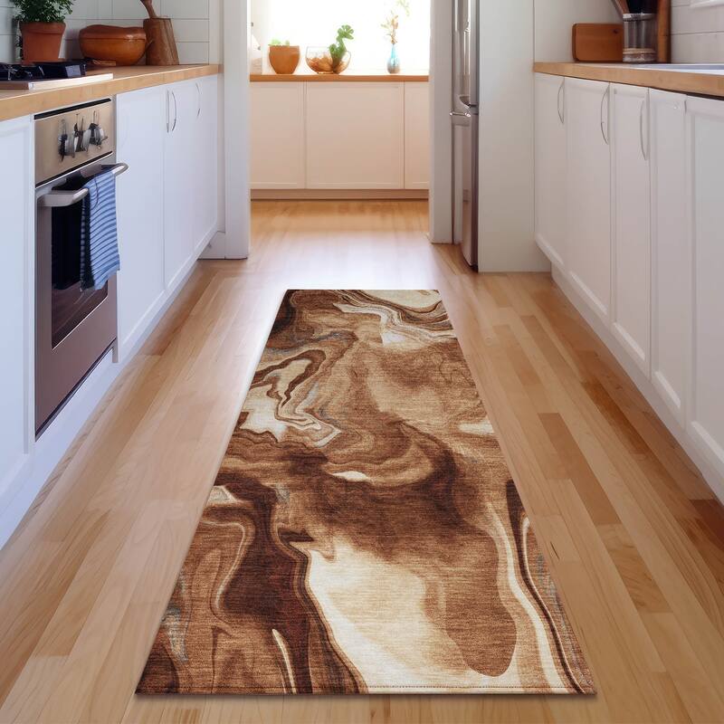 Premium Washable Super Soft Abstract Mayfield Rug - Paprika - 2' 3" x 7' 6" - Runner