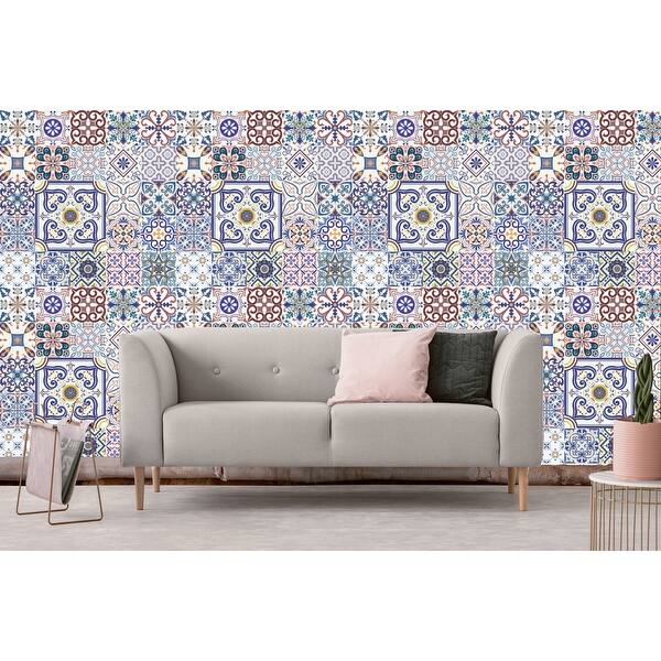 Portuguesse Design Tile Removable Wallpaper 10'ft H x 24''inch W