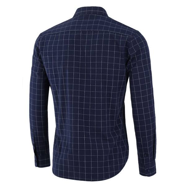 Shop Men Plaid Shirt Cotton Slim Fit Long Sleeve Check Dress